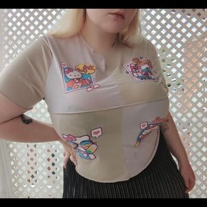 2022 Shein x Hello Kitty & Friends Beige & Blush Pink Vacation Four Panel Top